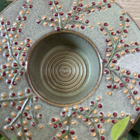 Yankee Candle Stoneberry Tea Light Holder Dish Stoneware Berry Design‎ - Picture 5 of 11